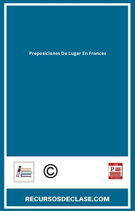 Preposiciones De Lugar En Frances Ejercicios PDF 2024