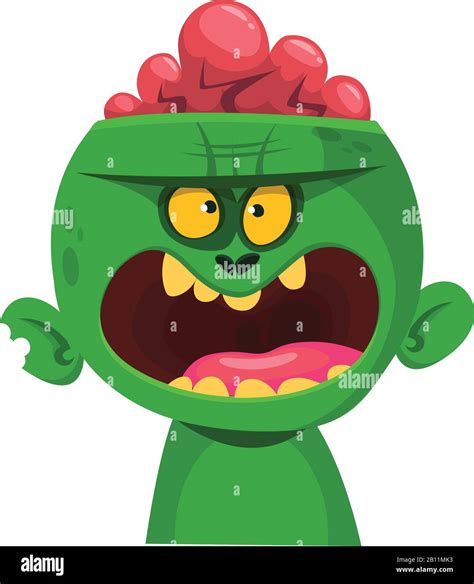 Cartoon Angry Cute Zombie Character Design Halloween Vector