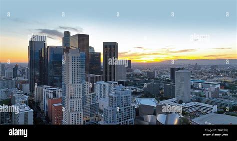 City Of Los Angeles Panoramic Cityscape Skyline Scenic Aerial View At