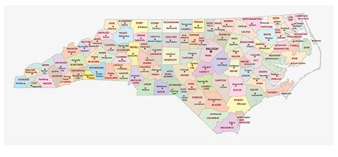 North Carolina Map With Counties Outline