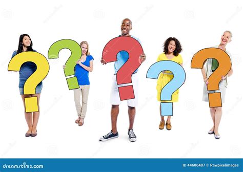 Multiethnic Group Of People Holding Question Marks Stock Image Image