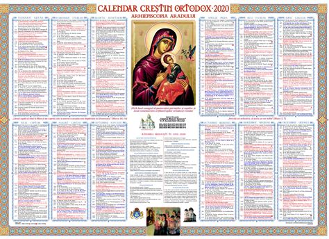 Calendar Ortodox 2020 - Sărbători Religioase Din Fiecare Lună A Anului