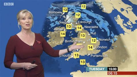 Bbc Weather Carol Kirkwood Sparks Online Frenzy As She Teases Cleavage In Plunging Dress Tv