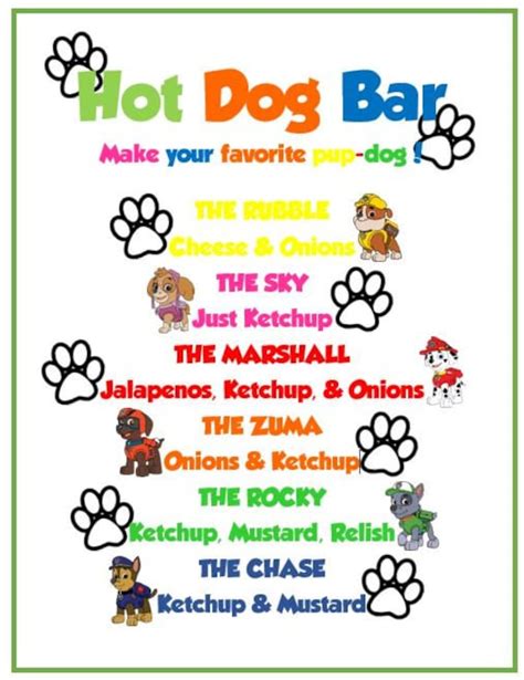 Paw Patrol Hot Dog Bar Sign Etsy