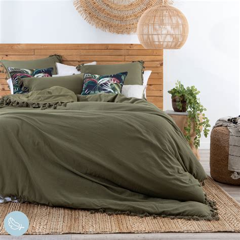 Olive Green Tassel Quilt Cover Set Bedroom Style Green Master