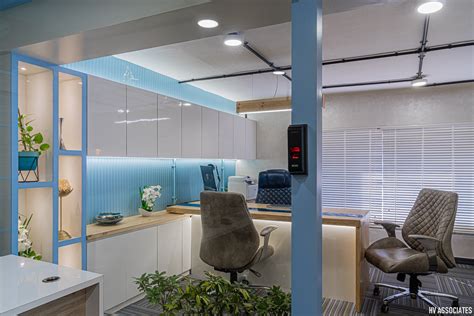 Mood Tinted Blue Office Interior Hv Associates The Architects Diary