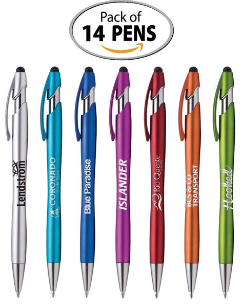 Ballpoint Pen Wstylus Tip Click Action Custom Personalized Black