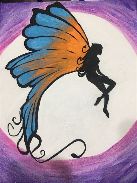 A Drawing Of A Woman With Wings On Her Back