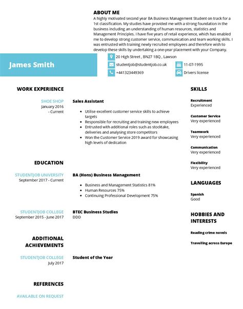 Mentioned is the way you can write student internship cv template. CV Examples And CV Templates | StudentJob UK
