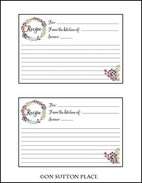 Colorful illustrated general recipe card. Recipe Card Free Printable