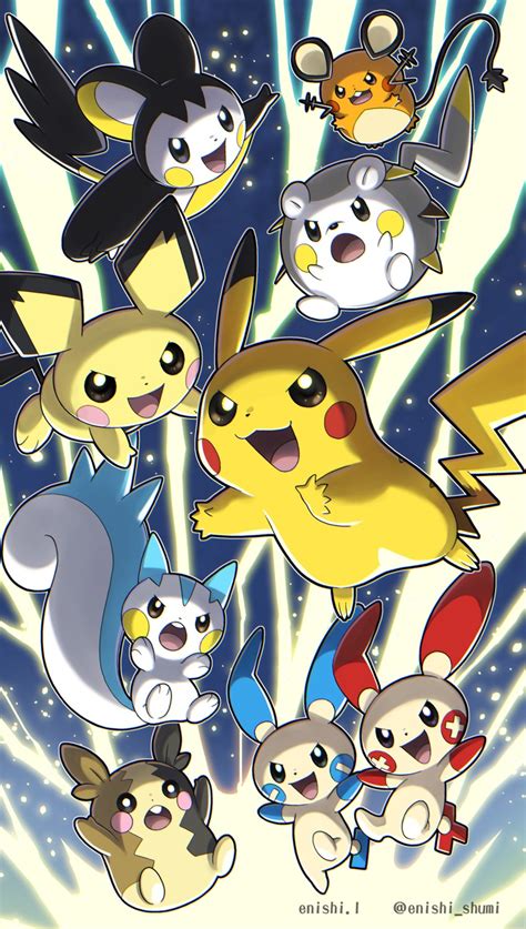 Pikachu Morpeko Morpeko Pichu Emolga And 5 More Pokemon Drawn By