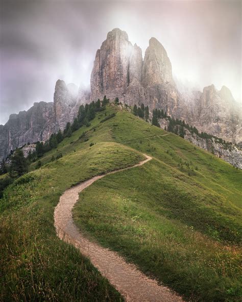 The Path To Ascension Brunecker Turm Peak In The Morning Val Gardena