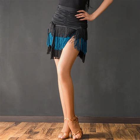 latin skirt sexy black tassel fringe dance skirts adults practice show cha dancing clothes latin
