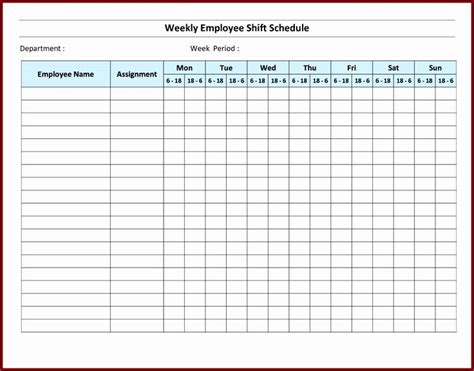 Printable Employee Work Schedule Template In 2020 Within Blank Monthly