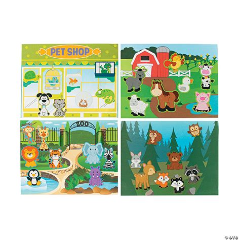 Matching Animal Shadows Sticker Scenes 12 Pc Oriental Trading