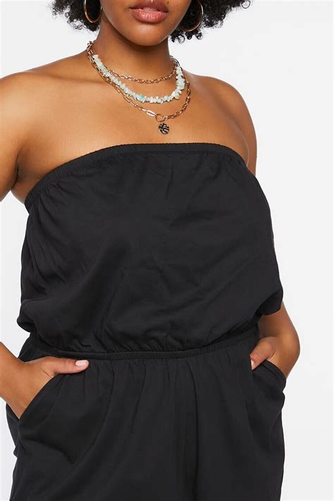 plus size strapless romper