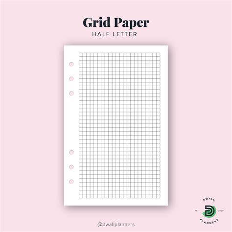 Grid Paper Printable Insert Half Letter Size Designwall Studio