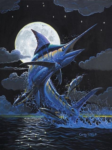 Art By Carey Chen Blue Moon Fish Art Fish Drawings