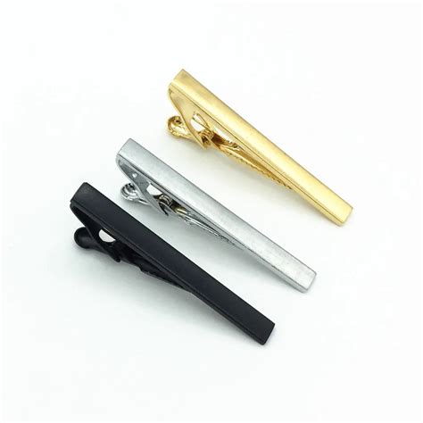3 Pcs Classic Men Tie Pin Clips Of Casual Style Black And Silver And Gold