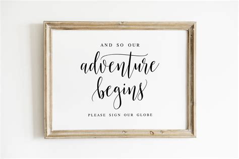 And So Our Adventure Begins Please Sign Our Globe Wedding Etsy