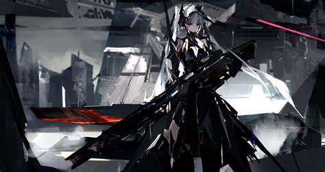 437913 4k Silver Hair Science Fiction Anime Girls Girl With Weapon