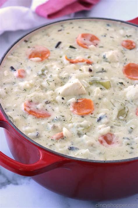 This homemade chicken and rice soup is a favorite soup of ours! Creamy Chicken and Wild Rice Soup - CincyShopper