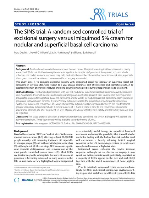 Pdf The Sins Trial A Randomised Controlled Trial Of Excisional