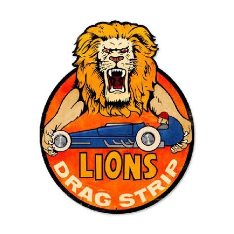 Lions Drag Strip Lion Head Sign Garage Signs Signs From Vintage
