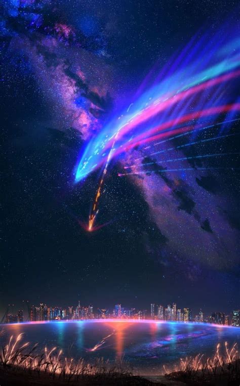 Landscape, anime, space, sky, stars, your name, horizon, image, screenshot, computer wallpaper, atmosphere of earth, special effects, outer space. Your name wallpaper | Your name wallpaper, Name wallpaper ...