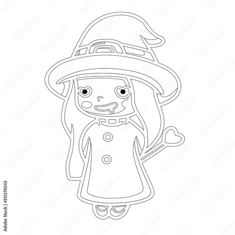 Sweet Girl Witch Coloring Page Cute Chibi Kawaii Witch Characters