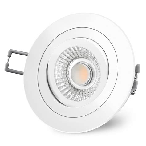 RF-2 LED-Einbauspot rund flach weiß schwenkbar inkl. LED-Modul 230V, 6W, warmweiß 2700K dimmbar