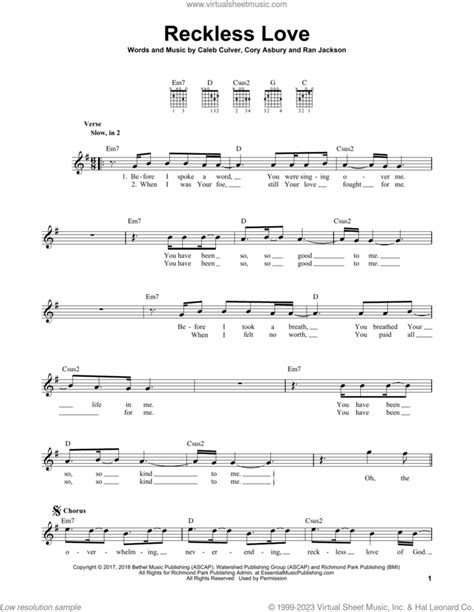 Reckless Love Sheet Music For Guitar Solo Chords Pdf