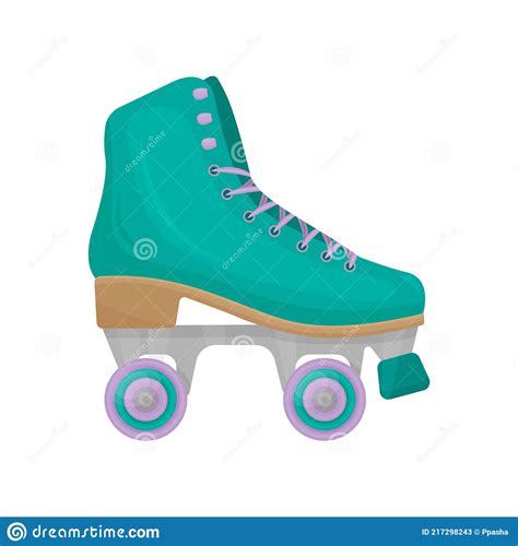 Green Vintage Roller Skates For Walking And Playing Sports Vector