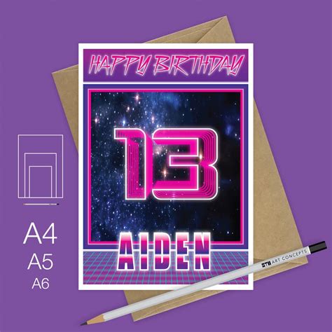 Personalised 13th Birthday Card For Boy Son Grandson Space Theme