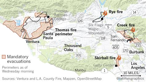 Here S A Map Showing All The Major Fires In Southern California La Times
