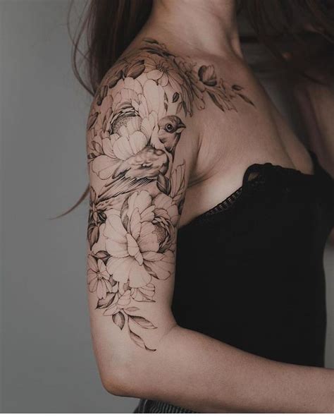 Flower And Bird Tattoo In 2020 Tattoos For Women Half Sleeve Flower