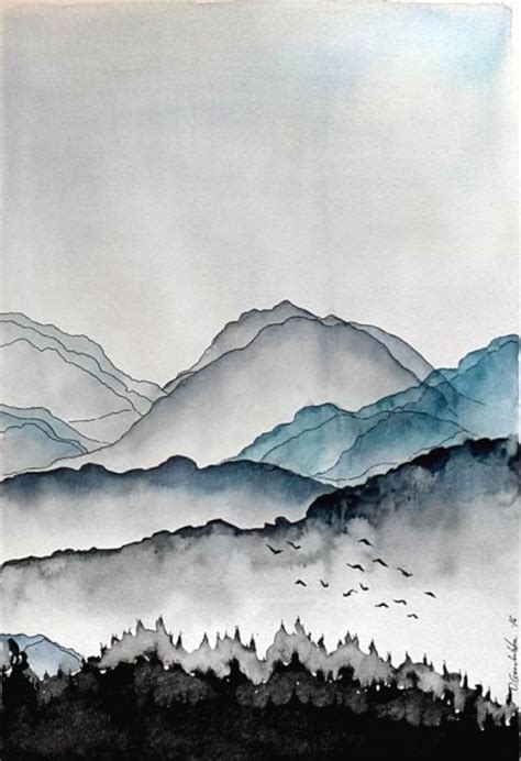 Wreaths were a design used in forest is just a forest but you locate it in a circle and boom! 40 Easy Watercolor Landscape Painting Ideas for Beginners ...