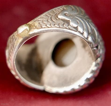 Antique Agate and Silver 'Signet' Ring from Afghanistan; 19th c. Very masculine and rather regal ...