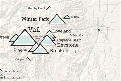 Colorado Ski Resorts Map Poster