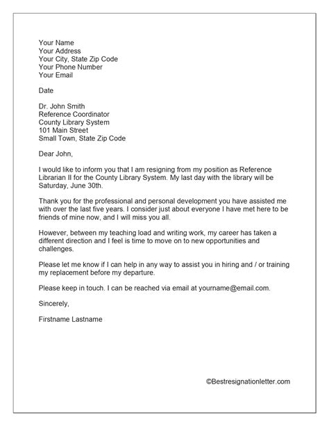 Resignation Letter With Reason For Leaving Best Resignation Letter