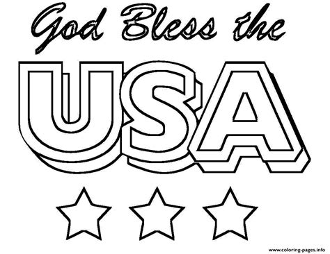 4th Of July God Bless The Usa Coloring Page Printable