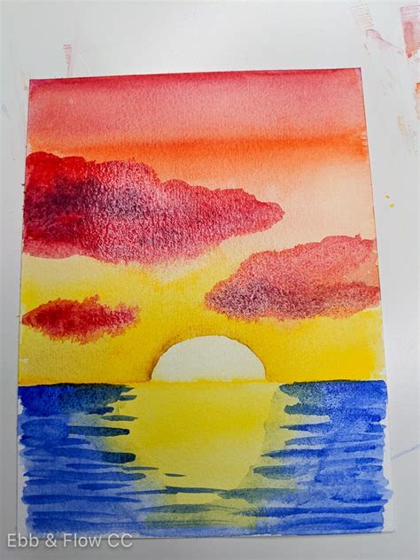 Sunset Drawing Easy Watercolor Sunset Watercolor Use The Green To