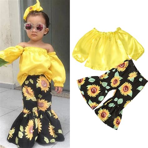 Kids Designer Clothes Girls Outfits Strapless Shoulder Topssunflower