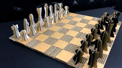 Diy Chess Board And Pieces Cardboard Art And Craft Youtube