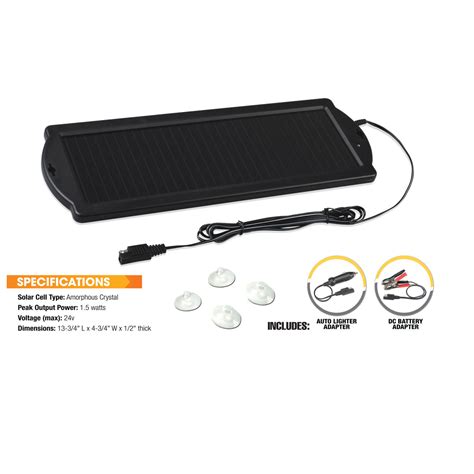 The solar charger for car battery has a modern design and looks like a stylish gadget. 1.5 Watt Solar Battery Charger