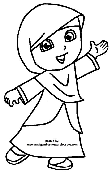 Sebagai seorang muslim saling berbagi. Gambar Mewarnai Gambar Sketsa Kartun Anak Muslimah 57 Baju di Rebanas - Rebanas