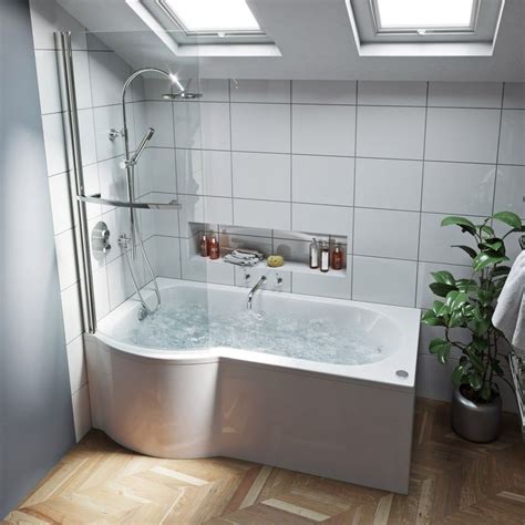 Laguna corner whirlpool bath with 8 jets & panel, 1200x1200mm. P shaped left handed 12 jet whirlpool shower bath with ...