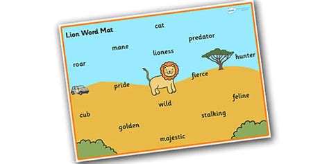 Click any word from sentences to quickly get its definition. Safari Lion Word Mat (teacher made)