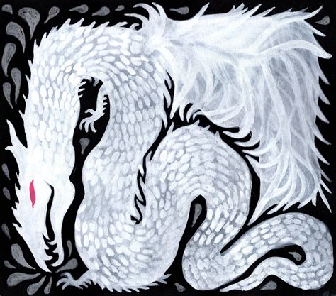 White Wyvern Dragon Original Painting Illustration Etsy