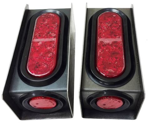 2 Steel Trailer Light Boxes W Led Red 6 Oval Tail Light And 2 Marker